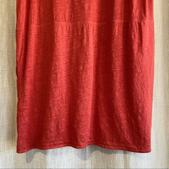 Eileen Fisher Red Orange Linen Short Sleeve T-shirt Dress XS - Picture 5 of 9